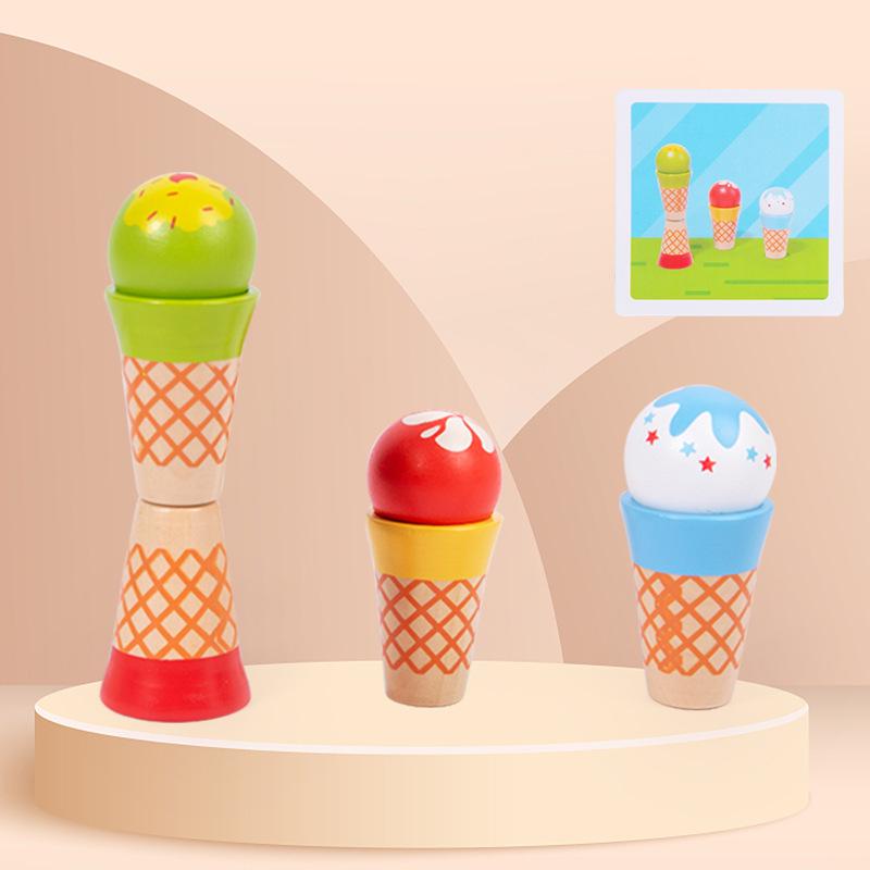 Wooden Ice Cream Shop Pretend Play & Cash Register Toy for Kids