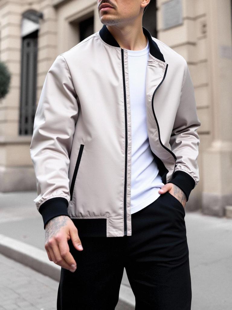 Herren Lockere Lässige College-Stil Baseballjacke - Dünner Herbstmantel