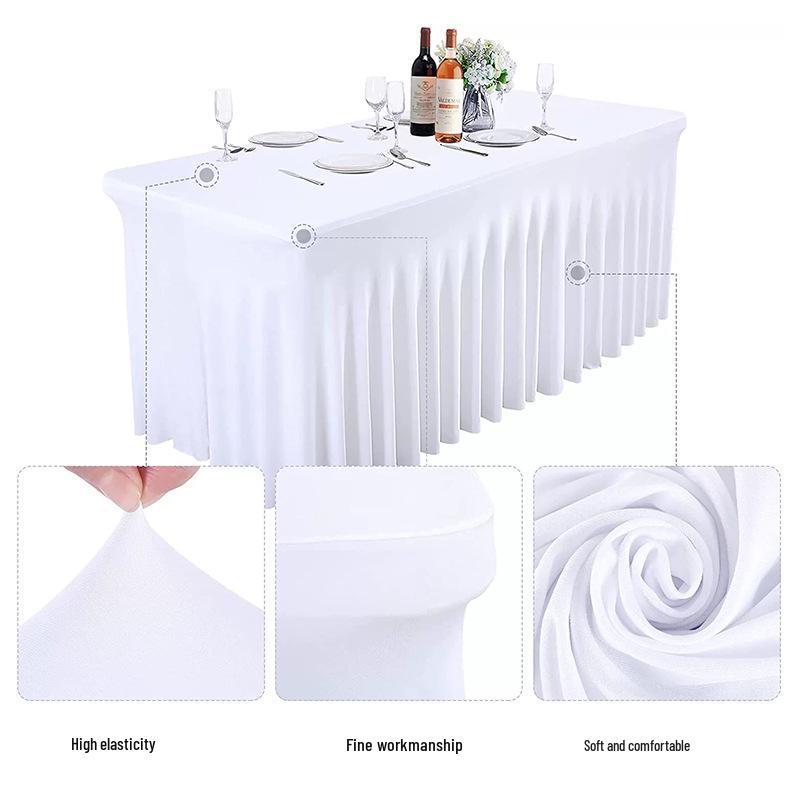Solid Color Stretch Rectangular Table Skirt for Banquets and Conferences