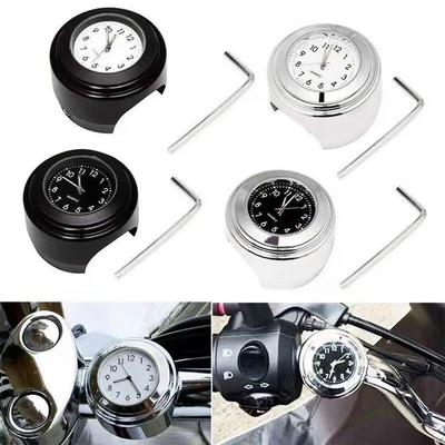 7/8 "Motorraduhr Chrom Wasserdicht Fahrradlenkerhalterung Quarzuhr Aluminium Leuchtende Uhr Moto Zubehör Universal