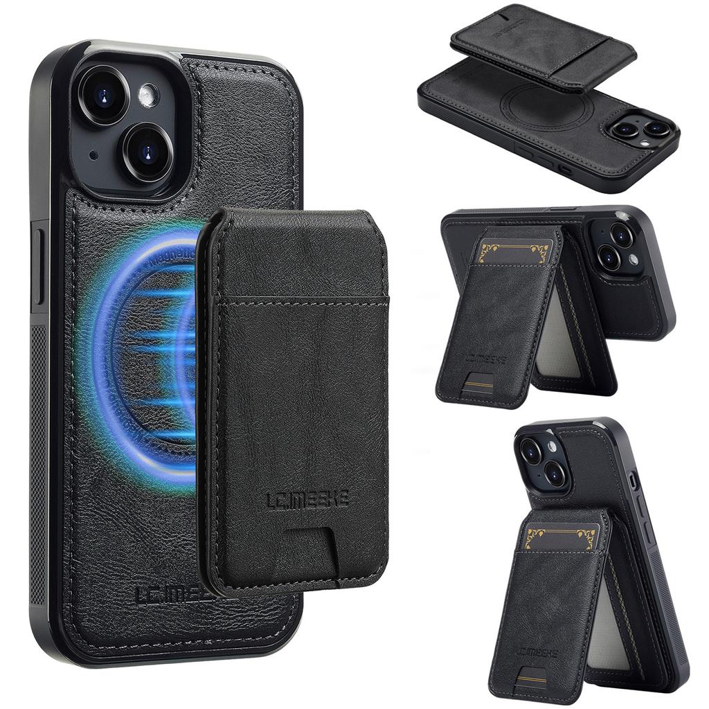LC.IMEEKE L3 For iPhone 13 Mini Magnetic Case Detachable Card Holder Leather TPU Mobile Cover