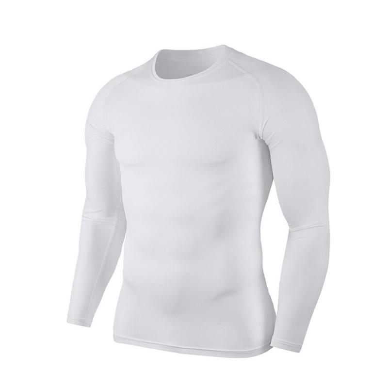 Fitness long-sleeve tight-fitting round-neck T-shirt for men, quick-dry training wear, muscle boy sports shapewear, stretchy T-shirt