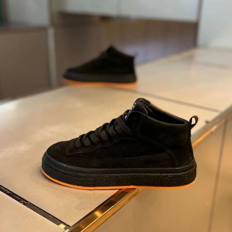 Autumn new leather velvet warm skateboard shoes casual high shoes dnh