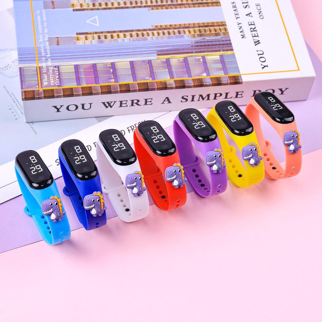 Trendy Waterproof LED Cartoon Dinosaur Watch for Primary School Students
