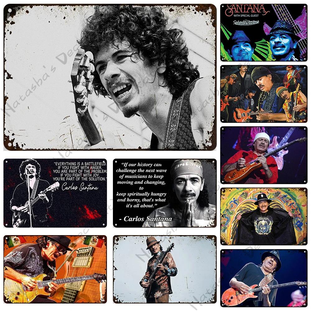 Santana Vintage Poster Music Metal Tin Sign Rock Band Metal Sign Decorative Sign Bar Pub Garage Metal Plate Retro Metal Plaque