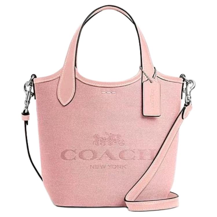 Coach Hanna 17 Logo Magnetic Snap Canvas And Calfskin Bucket Bag Women bags Blush-Pink CR169-SVOBD