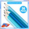 CHENGU 36 Pack Coastal Blue Pencils with Eraser Unsharpened Fun Cute Erasable Checking Wooden Summer Pencils for Adults Office Drawing Sketching