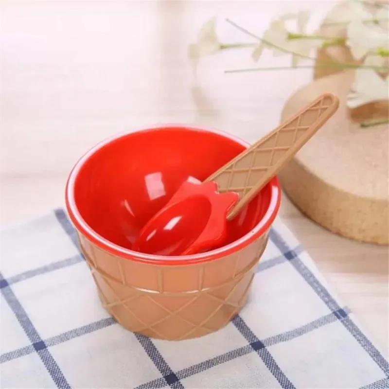 1Set Kids Ice Cream Bowl Spoon Set Durable Children Gifts Lovely Dessert Bowl DIY Ice Cream Tools Icecream Bowl+spoonfor Children Dessert Bowl Set