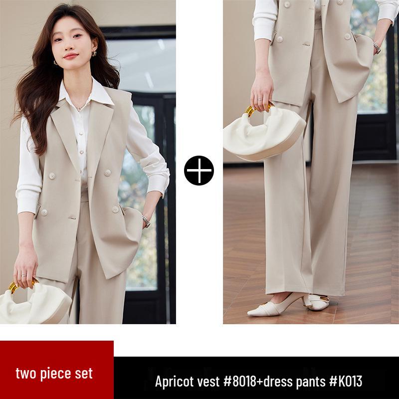 Women's Black Suit Vest Set for Spring/Autumn 2024: Professional Sleeveless Jacket for Formal and Hotel Workwear