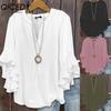 Damesmode Casual Effen Kleur Print 3/4 Mouw V-Hals Blouses & Shirts