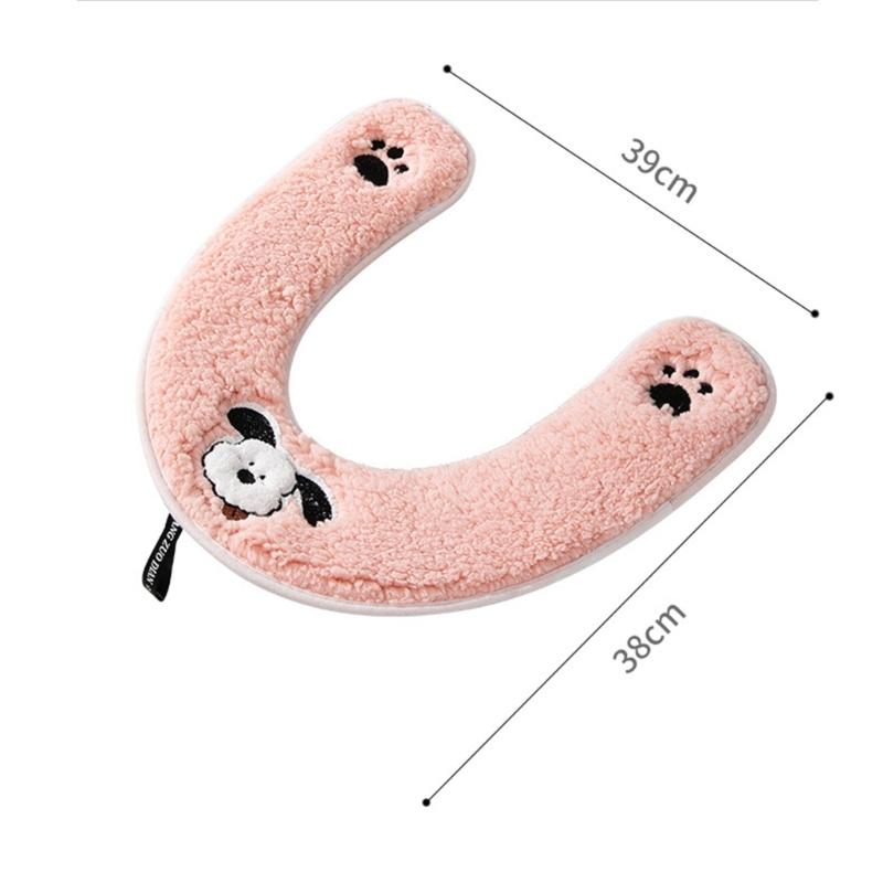 Winter Toilet Seat Cover With Handle Soft Fleece Waterproof Leather Universal Fit Cute Bathroom Accessory