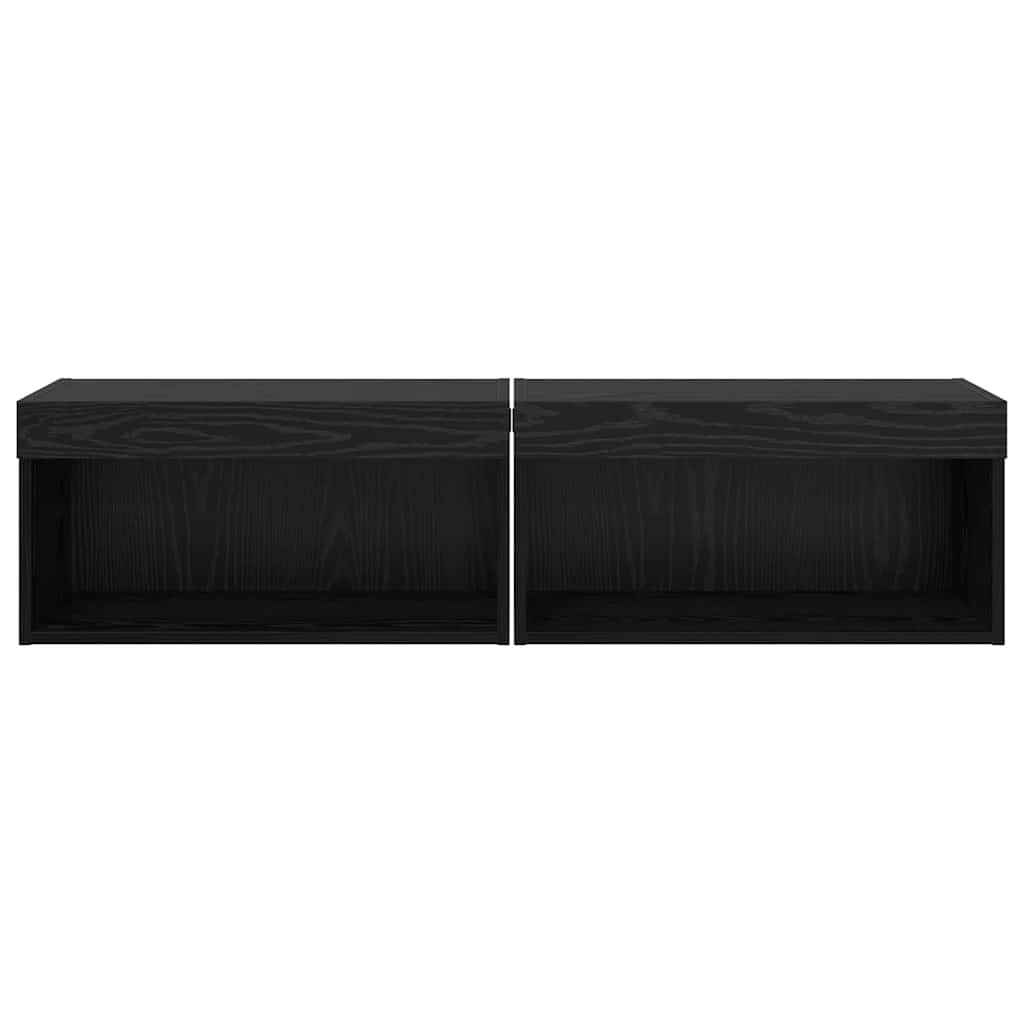 2 Piece TV Cabinet Set Black Oak Effect 60 x 30 x 30 cm