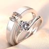 Korean Style Adjustable Couple Ring with Diamond Inlay and Zircon