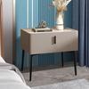 Fully Assembled Modern Italian-Style Leather Bedside Table with Storage