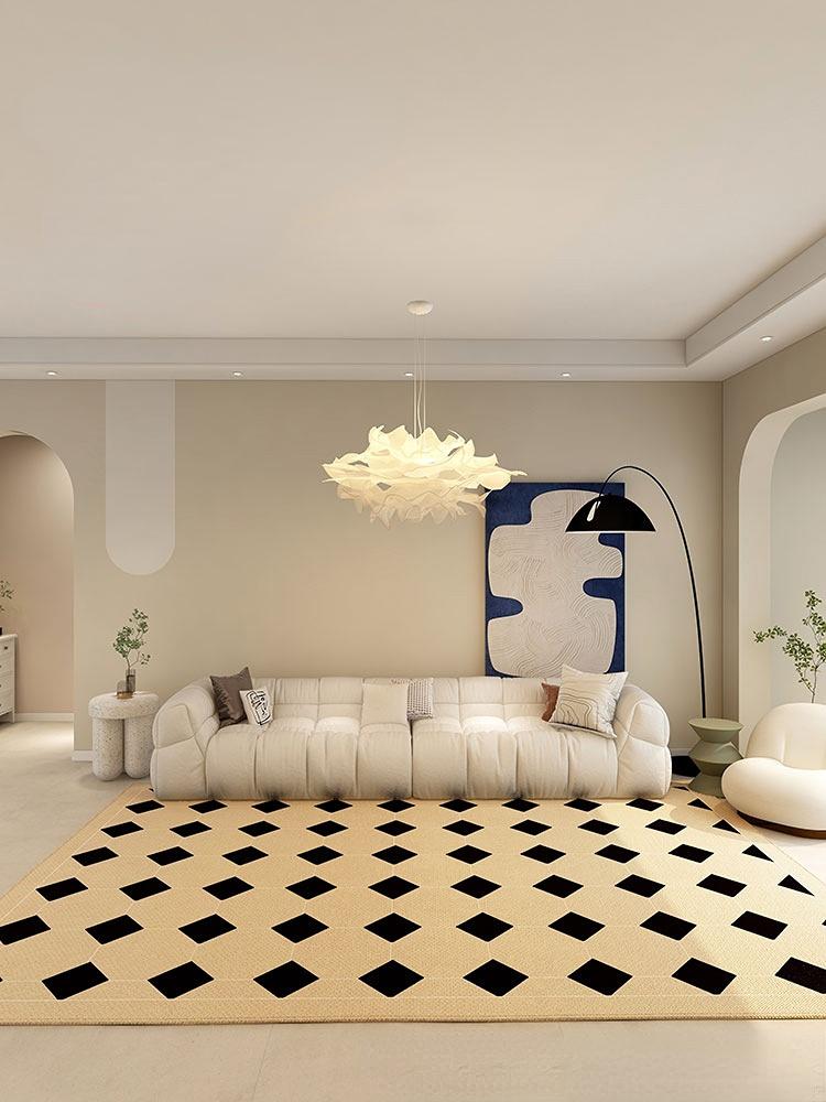 Modern Minimalist Carpets for Living Room Black White Contrast Bedroom Decor Rug Home Washable Carpet Large Area Washable Mat