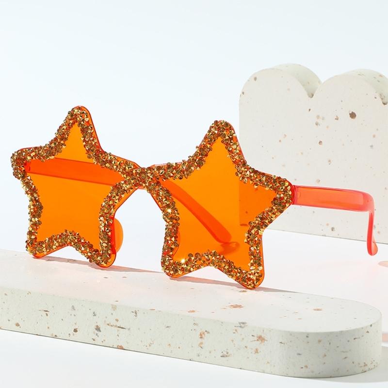 Stylish Hip Hop Glittering Sunglasses Photo Props Plastic Star Trendsetters Hip Hop Sunglasses Hipsters Props