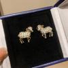 Goat Rhinestone Lamb Stud Earrings Mini Chinese New Year Earrings Jewelry  Spring Festival