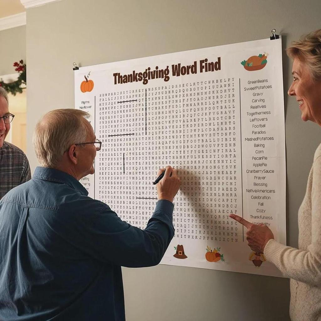 Interactive Giant Thanksgiving Poster Large Wall Game Giant Thanksgiving Word Search Poster For Women Boys Girls Youth Teens