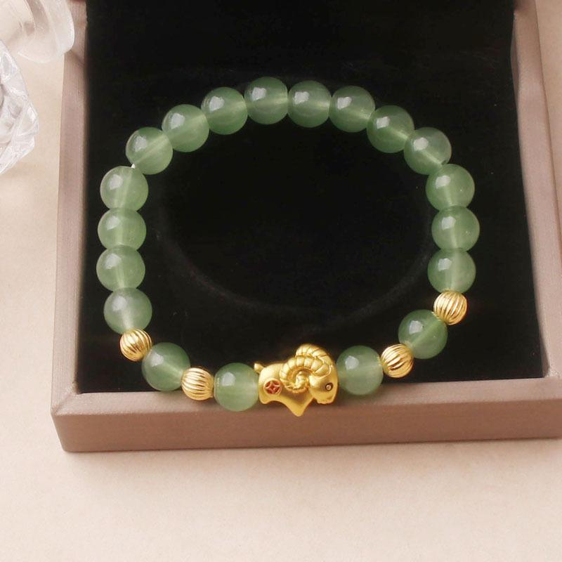 Roter Achat Perlenarmband Vergoldet Sternzeichen Steinbock Glücks-Fu-Anhänger Für Neujahrsgeschenke Tägliches Tragen