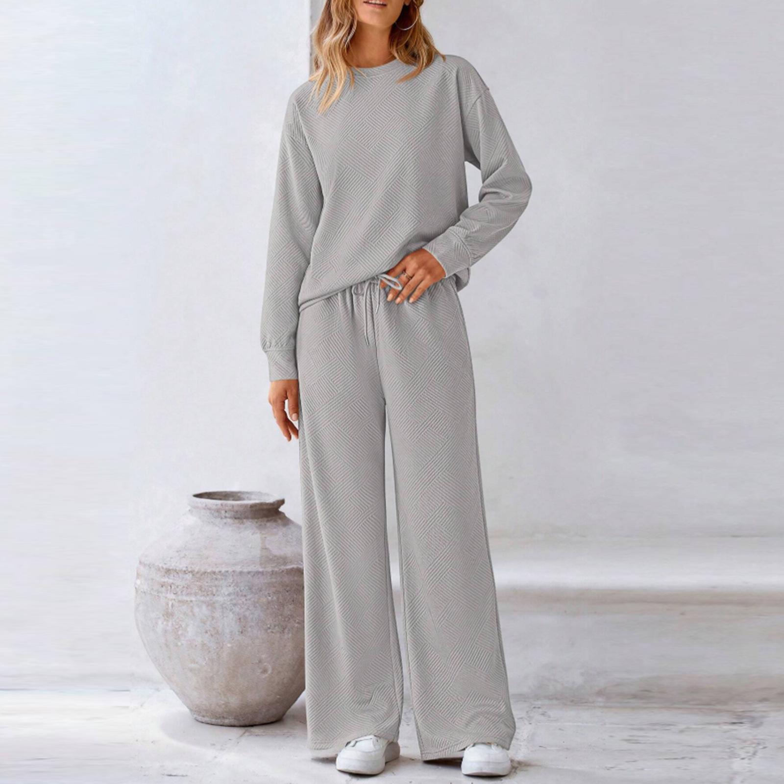 

Женский модный повседневный текстурированный цветной спортивный костюм на кулиске XXL