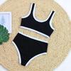 2024 Schwarz & Weiß Colorblock High Waist Bikini - Elegante Bademode im europäischen und amerikanischen Stil