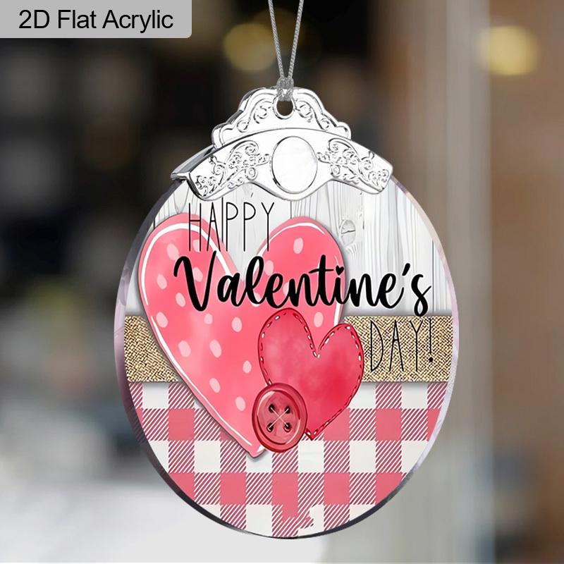 2D Flat 1pc Acrylic Valentine's Day Heart Button Car Hanging Ornament—Charming Accessory for Rearview Mirrors, Home Decor, and Backpacks