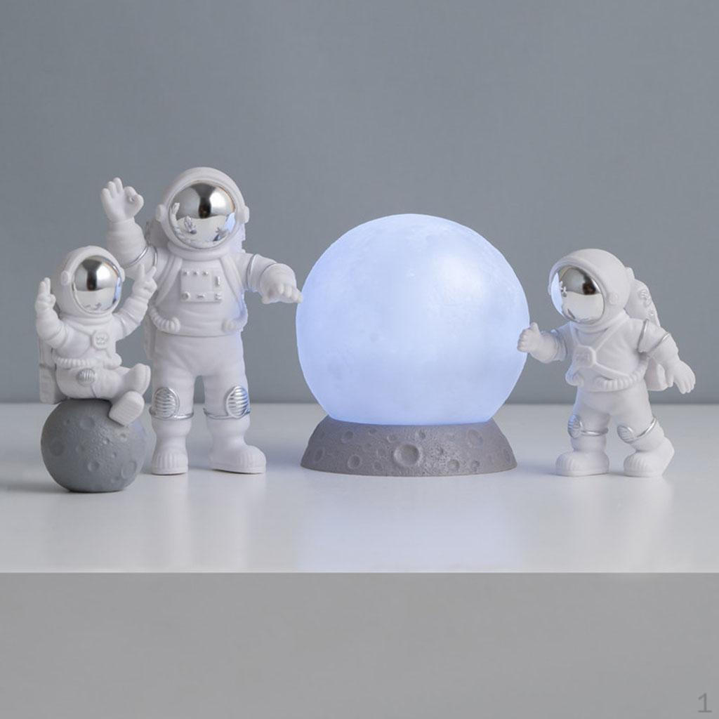 4 Pcs Cute Astronaut Statue PVC Ornament Fireplace Figurine Decoration Sculpture Home