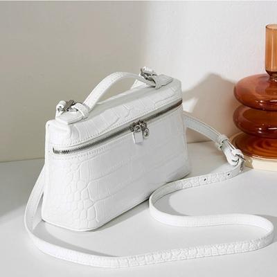 Neue Leder-Lunchbox-Tasche, hochwertige Umhängetasche für Damen im Alligator-Muster, modische vielseitige kleine quadratische Messenger-Tasche