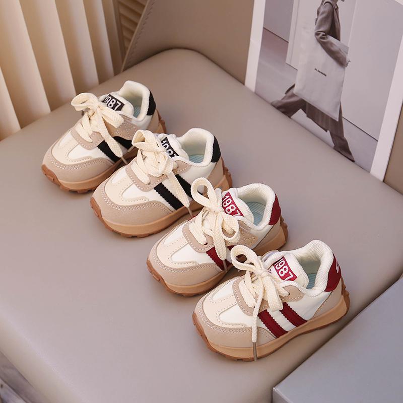 Kids Sneakers Toes Capped Striped Trendy Boys Girls Fashion Casual Shoes 2025 Spring Autumn New Children Running Shoes Non-slip