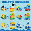 JOYIN 80Pcs Toddlers Car Building Blocks Set 12Pcs VehiclesCompatibl Building Bricks for Kids Boys Girls Birthday Easter Gift