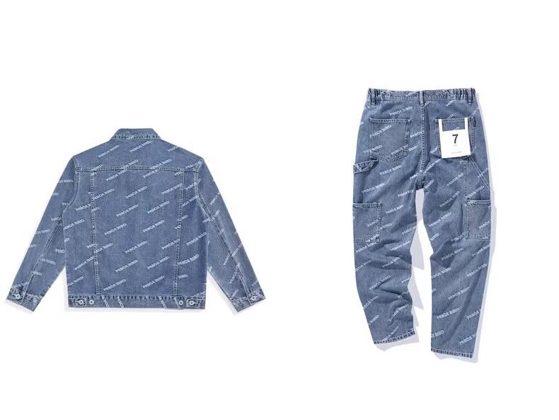 

Мужская джинсовая куртка с вышивкой пейсли, Весенняя коллекция - Большой размер, Модный свободный крой. 3XL синий