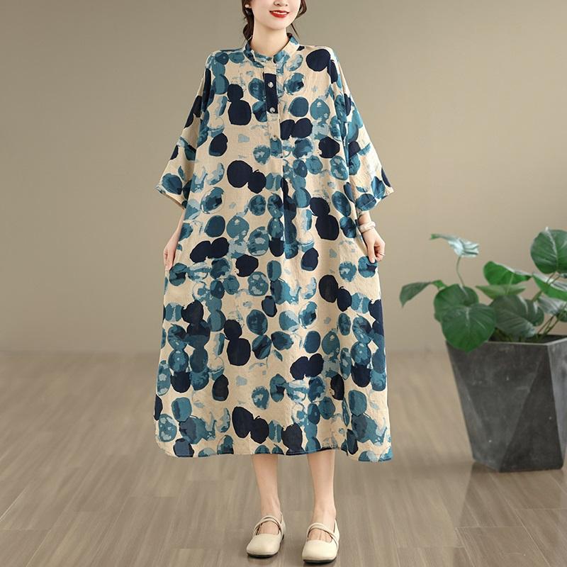 Plus Size Cotton Vintage Floral New In Dresses for Women Casual Loose Long Summer Dress