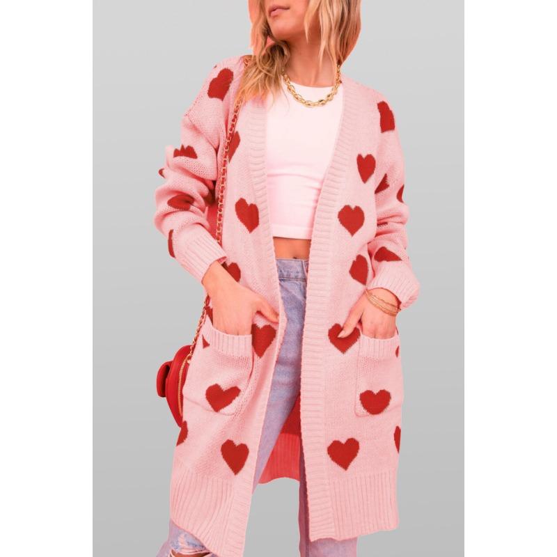 Damen Winter Liebe Strick Midilanger Übergröße Pullover