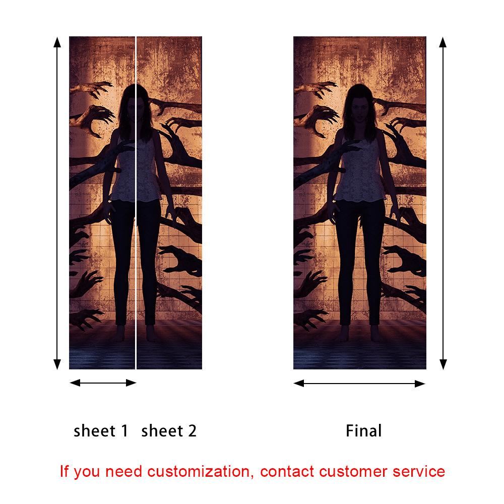 Halloween Horror Nun Thriller Door Stickers Removable Vinilos Para Puertas Adhesive Wallpaper Art Murals for Doors Bibliotheque Modern Home Decor