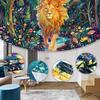 Obsecolors Blacklight Lion Tapestry UV Reactive Forest Wall Tapestry Trippy Galaxy Space Tapestries Colorful Flowers Plant Tapestries Wall Hanging