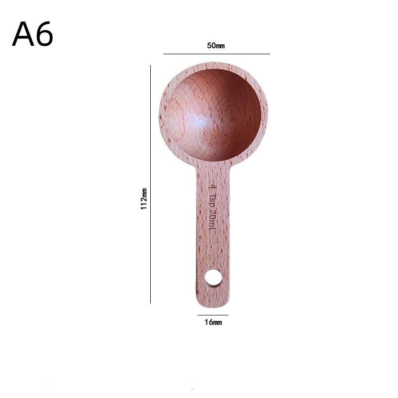 Wooden Measuring Spoon 7.5-45ML Beech Walnut Portable Long Lasting Kitchen Gadget for Restaurant Home Baking Cooking Use