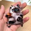 Cute Acrylic Cat-Shaped RearView Mirror Pendant Hanging Ornament Car Interior Decoration Auto Interior Car Realistic Animal