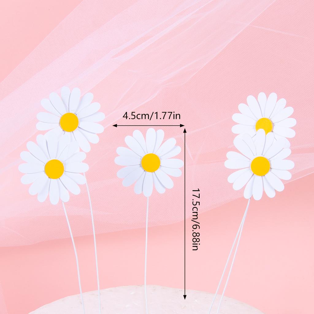 1set Daisy Cake Topper Multi Size Paper Daisy Flower Cake Picks Girl Birthday Party Baby Shower Cake Decoration Wedding Supplies