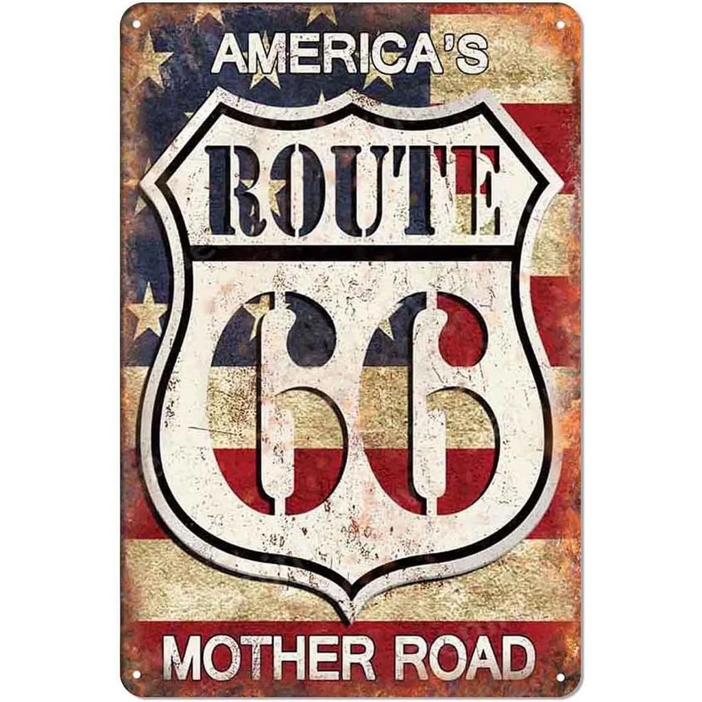USA Route 66 Metal Signs Wall Poster Plaque Warning Sign Vintage Iron Painting Decoration for Home Cafe Living Room Club Bar