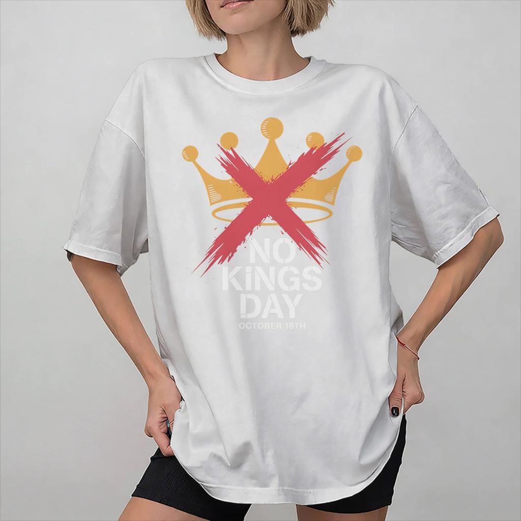 Graphic Printed No Kings In America T Shirt For Unisex  100 Cotton Tee Shirt Short Sleeve Clothing