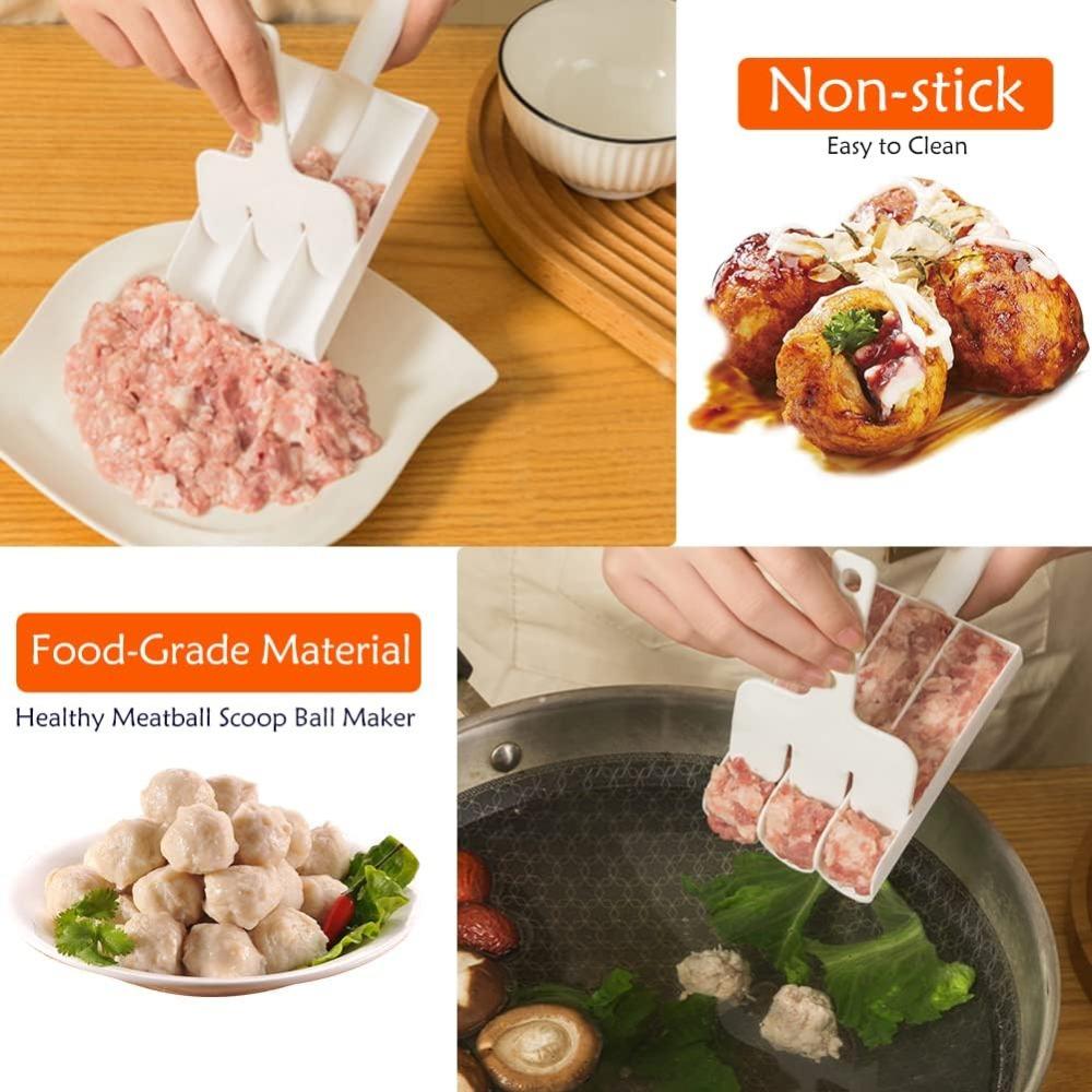 1 Stück, Creative Kitchen Dreifach-Fleischbällchen-Maker, Fleischbällchen-Löffel mit Schneidspaten, DIY-Fleischbällchen-Set, für die schnelle Herstellung von Keksteig oder Sorbet