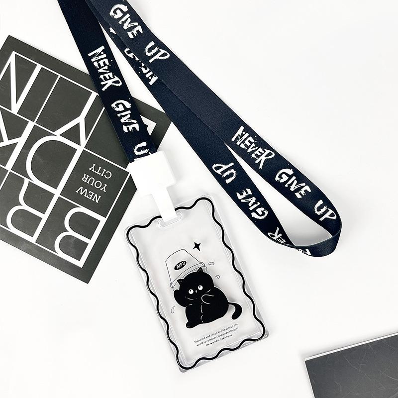 

Прекрасные черные котята держатели для карт Прозрачный ПС пластик Студент Учитель Сотрудник Разрешение на работу Держатель для проездного