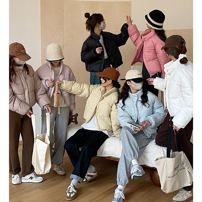 2023 New Standing Collar Fashion Casual Short Down Coat Female Student Coat Winter