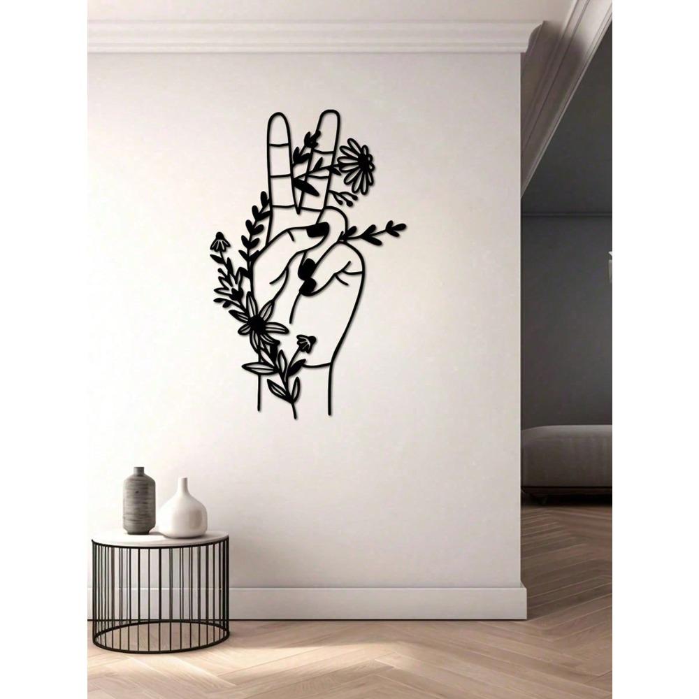 Wall Art Peace Symbol Metal Flowers Modern Home Decor Craft