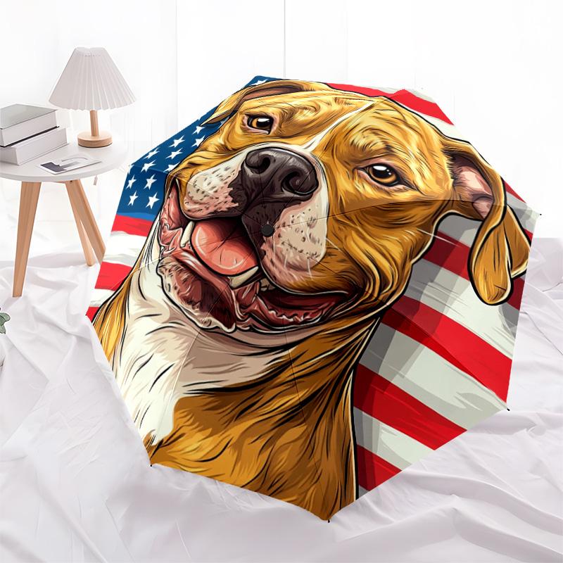 1 PC Automatic Folding Umbrella - Pitbull Dog Pattern, Portable & Foldable Design with 8 Ribs, Christmas Birthday Gifts