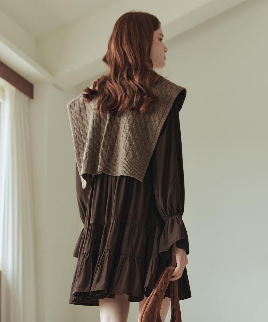 ZEROSTREET [2 Colors] Wool Twist Knit Shawl