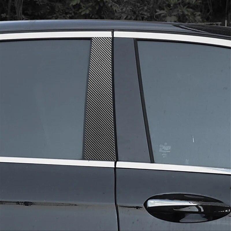 4pcs Carbon Fiber Car Window B-Pillar Trim Sticker For BMW GT F07 5 Series 2010-2017 Auto Door Pillars Accessories