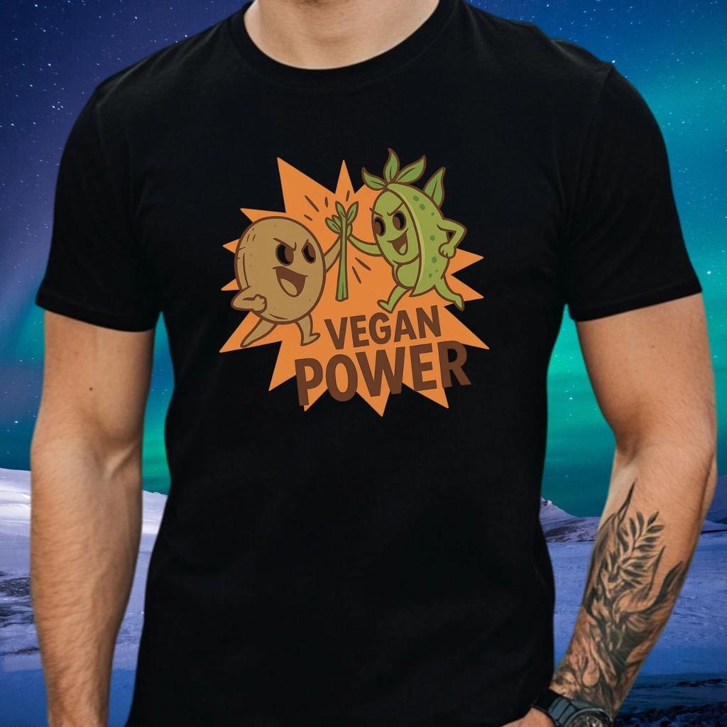 T-Shirt Herren Vegan Power Motiv Baumwolle Größe S bis 5XL
