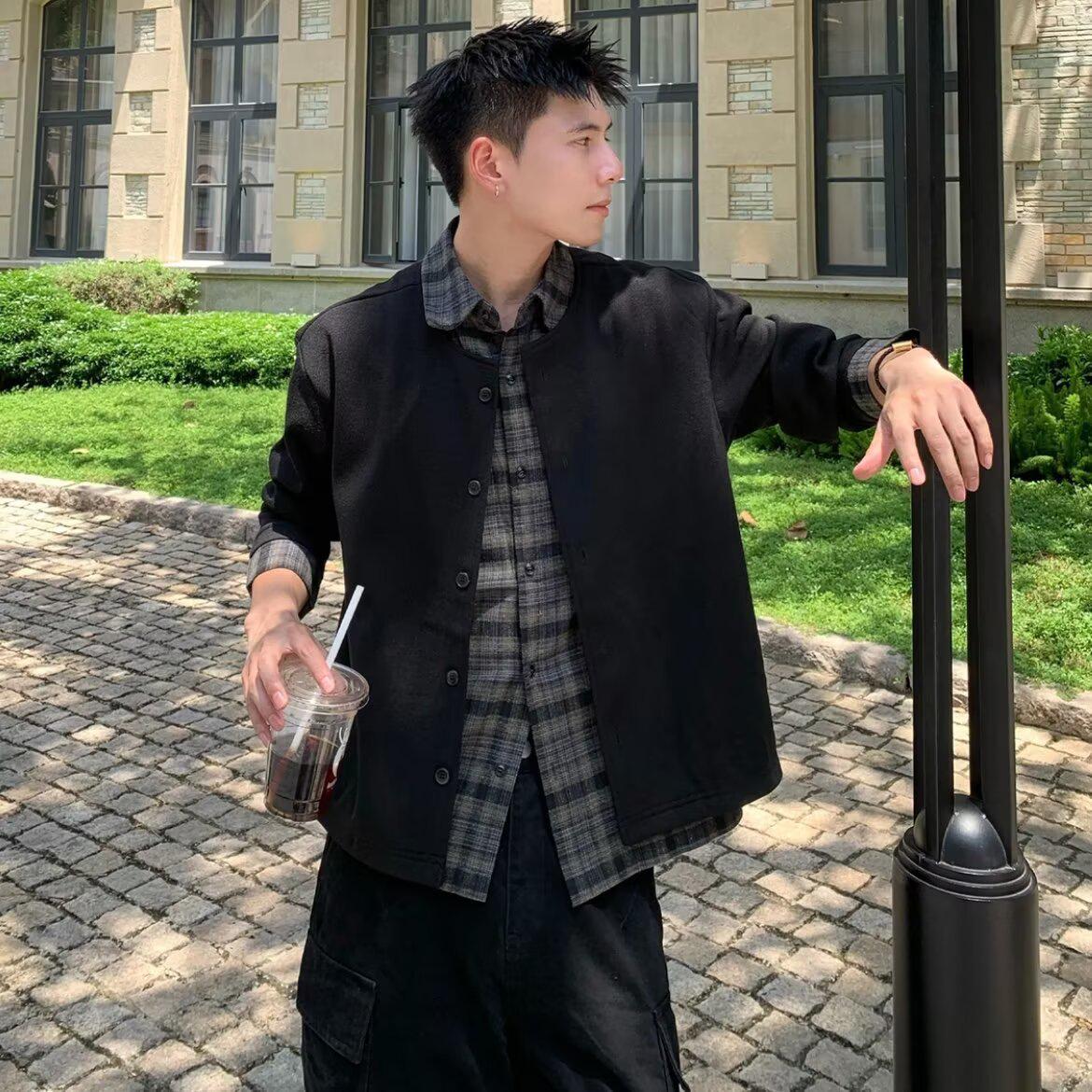 Мужской ретро-кардиган в клетку, пэчворк, вязаный - Осенне-весенний стиль  Old Money XXL