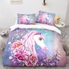 Unicorn Rainbow Duvet Cover Set King Twin Full Size Kids Boy Girl Bedding Set Colourful Cartoon Child Polyester Comforter Cover